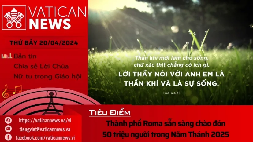 Radio thứ Bảy 20/04/2024 – Vatican News Tiếng Việt