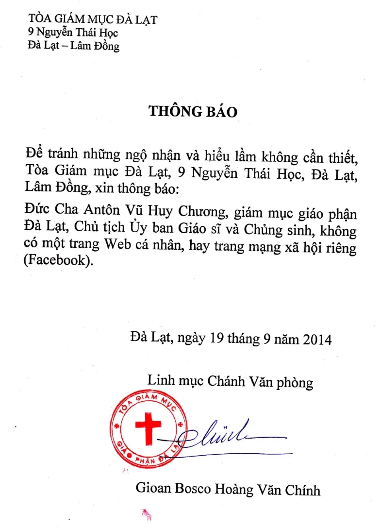 Tòa Giám Mục Đalạt Thông Báo: Những ngộ nhận và hiểu lầm không cần thiết