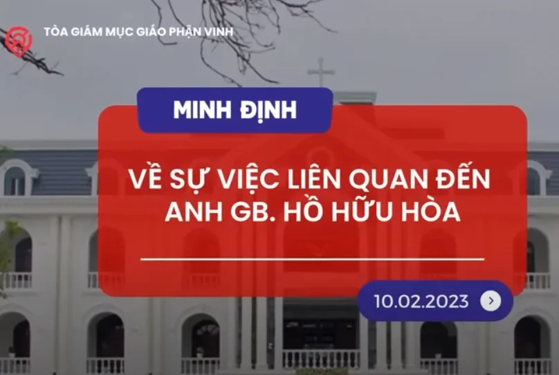 Tòa giám mục giáo phận Vinh minh định về sự việc liên quan đến anh GB. Hồ Hữu Hòa
