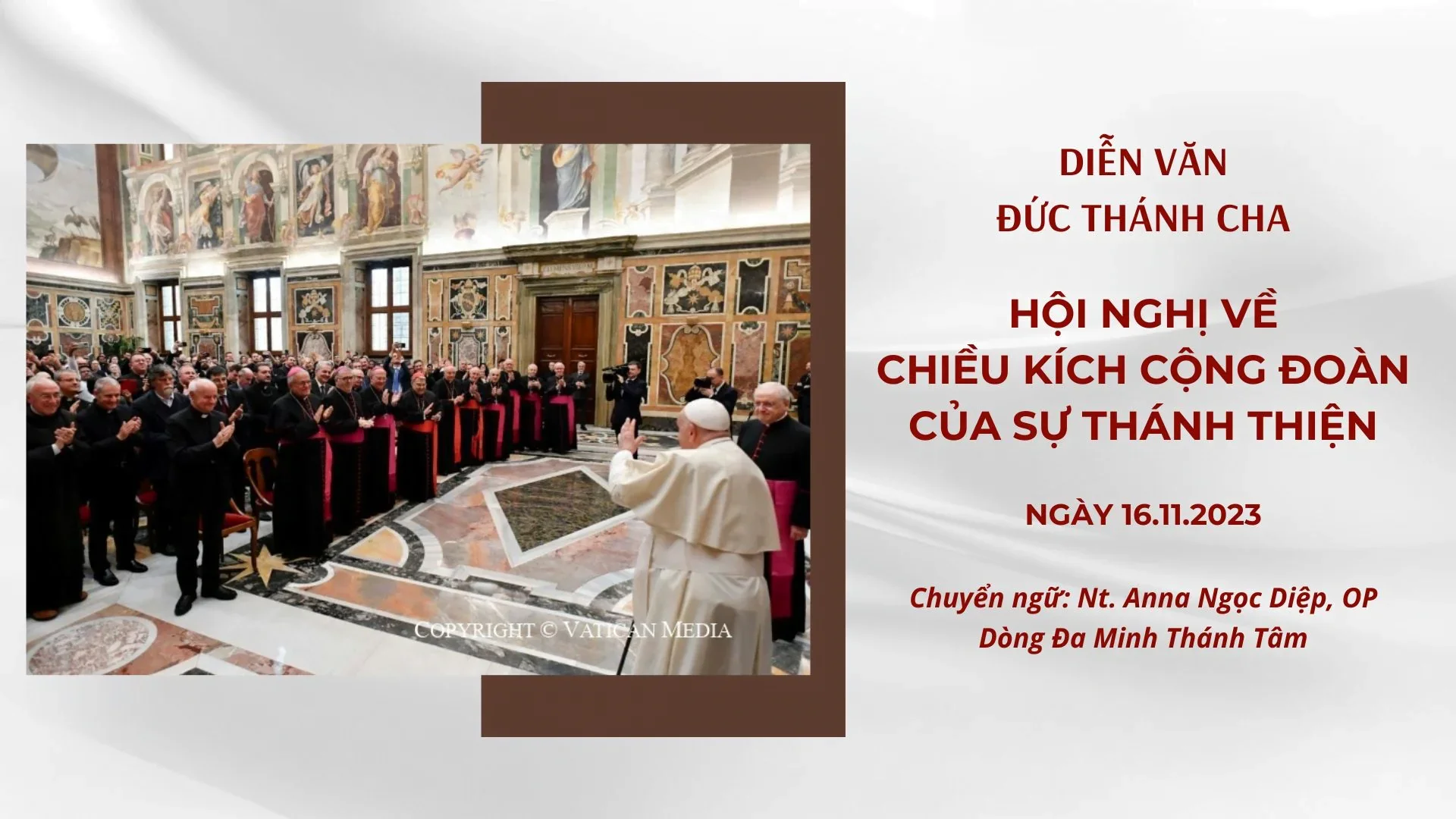 Diễn văn của Đức Thánh Cha dành cho Hội nghị về chiều kích cộng đoàn của sự thánh thiện