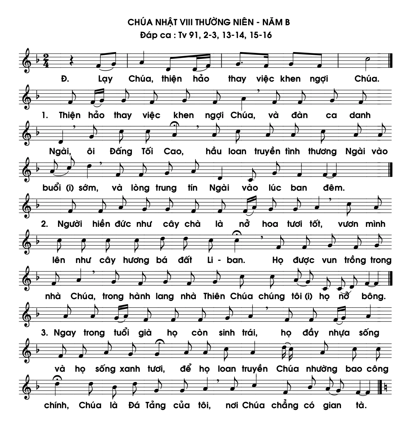 CHÚA NHẬT VIII THƯỜNG NIÊN – NĂM B