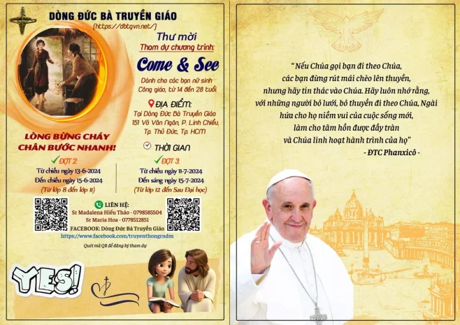 THƯ MỜI THAM DỰ CHƯƠNG TRÌNH – COME AND SEE – NĂM 2024