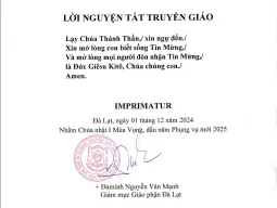 LỜI NGUYỆN TẮT TRUYỀN GIÁO (Imprimatur)