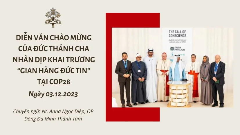 Diễn văn chào mừng của Đức Thánh Cha nhân dịp khai trương “Gian hàng Đức tin” tại COP28